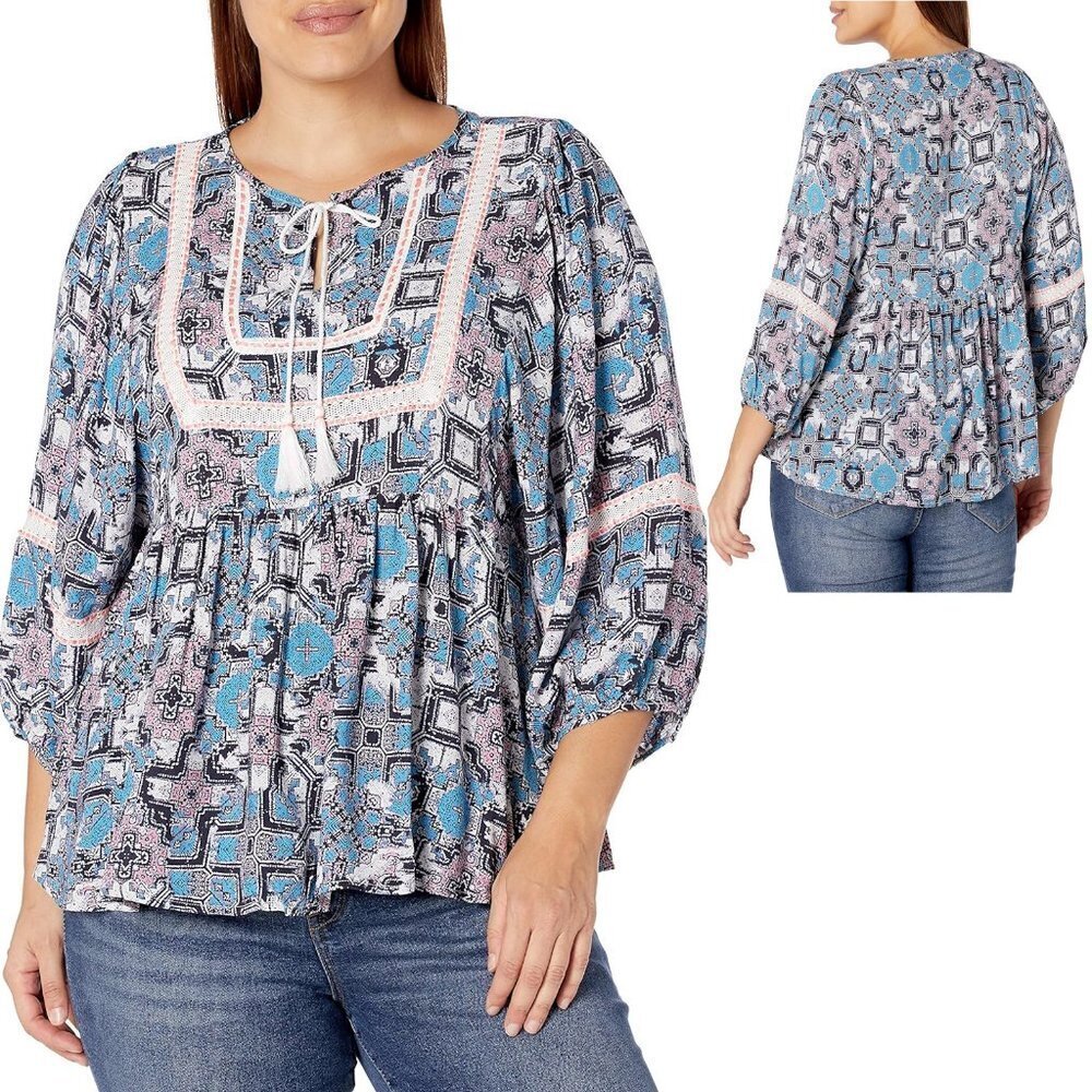 Vintage America Flynn Embroidered Peasant Viscose Blouse Size S